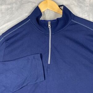 Robert Graham Classic Fit Quarter Zip Pullover Navy Blue Long Sleeve Men XXL
